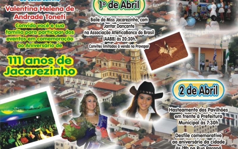 Prefeitura divulga calendário comemorativo de 2 de Abril