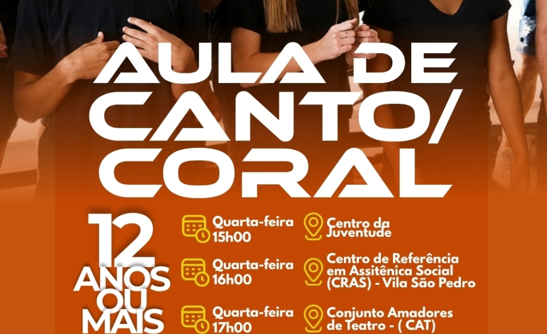 Inscrições abertas para a Aula de Canto Coral!
