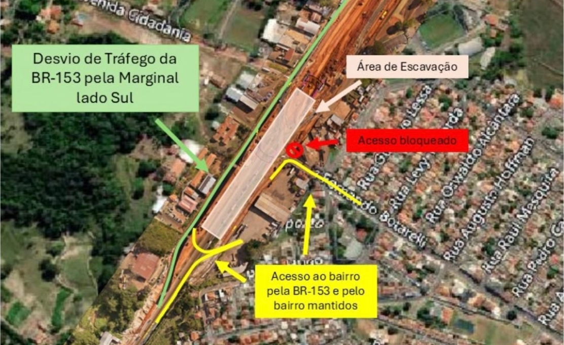 Desvio o desvio de tráfego no Km 17 da BR-153