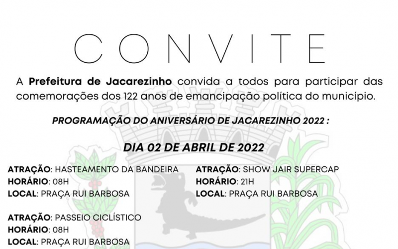 Prefeitura anuncia atrações do aniversário de Jacarezinho