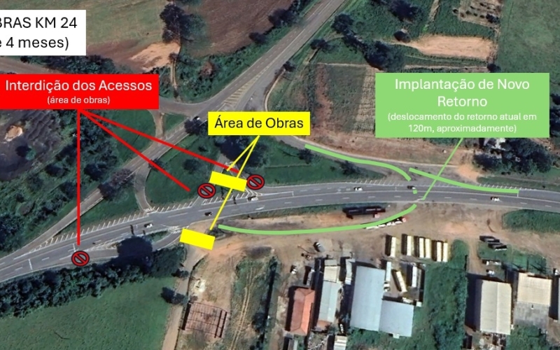 Construção de viaduto na BR-153 altera acessos no km 24, em Jacarezinho